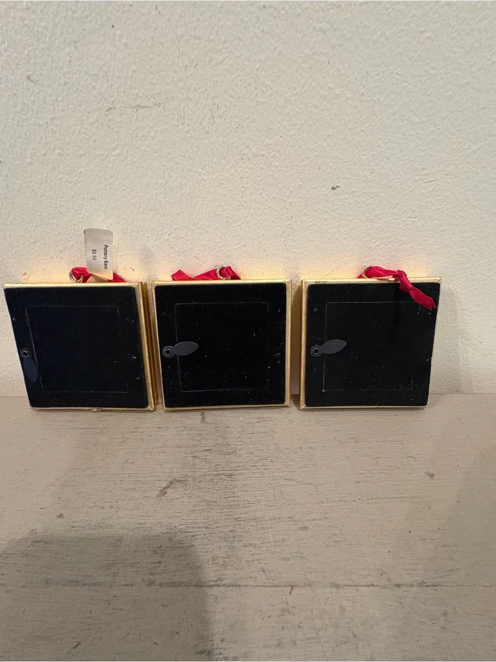 Three Small VTG Pottery Barn Square Gold Hanging Picture Frames